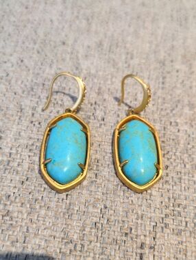 Gold Turquoise Drop Earrings - Women Jewelry